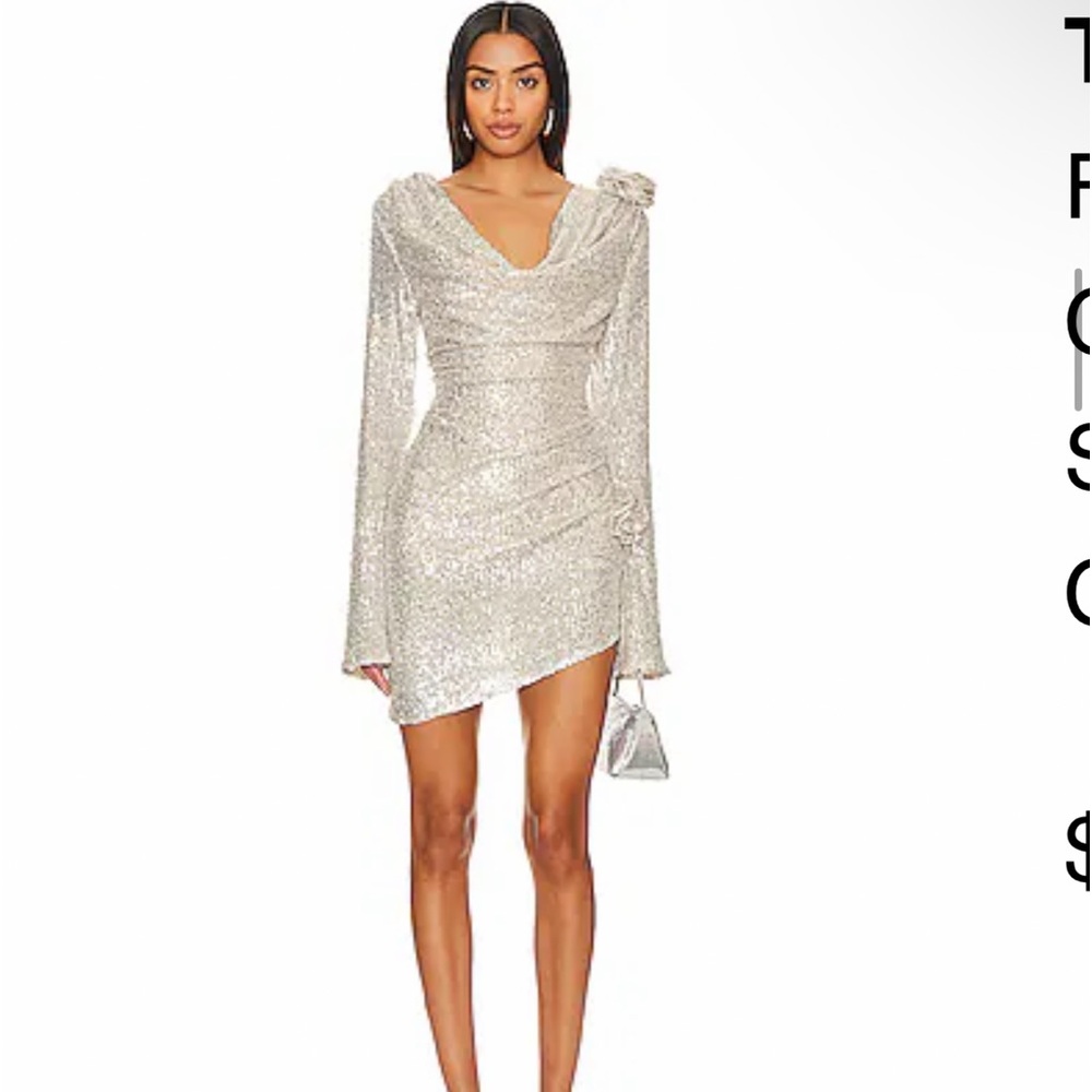 For Love & Lemons Silver Glitter Dress